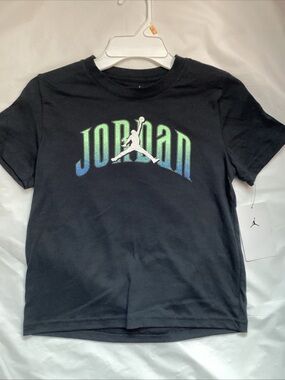 Jordan Black Tee with Green-Blue Gradient Logo